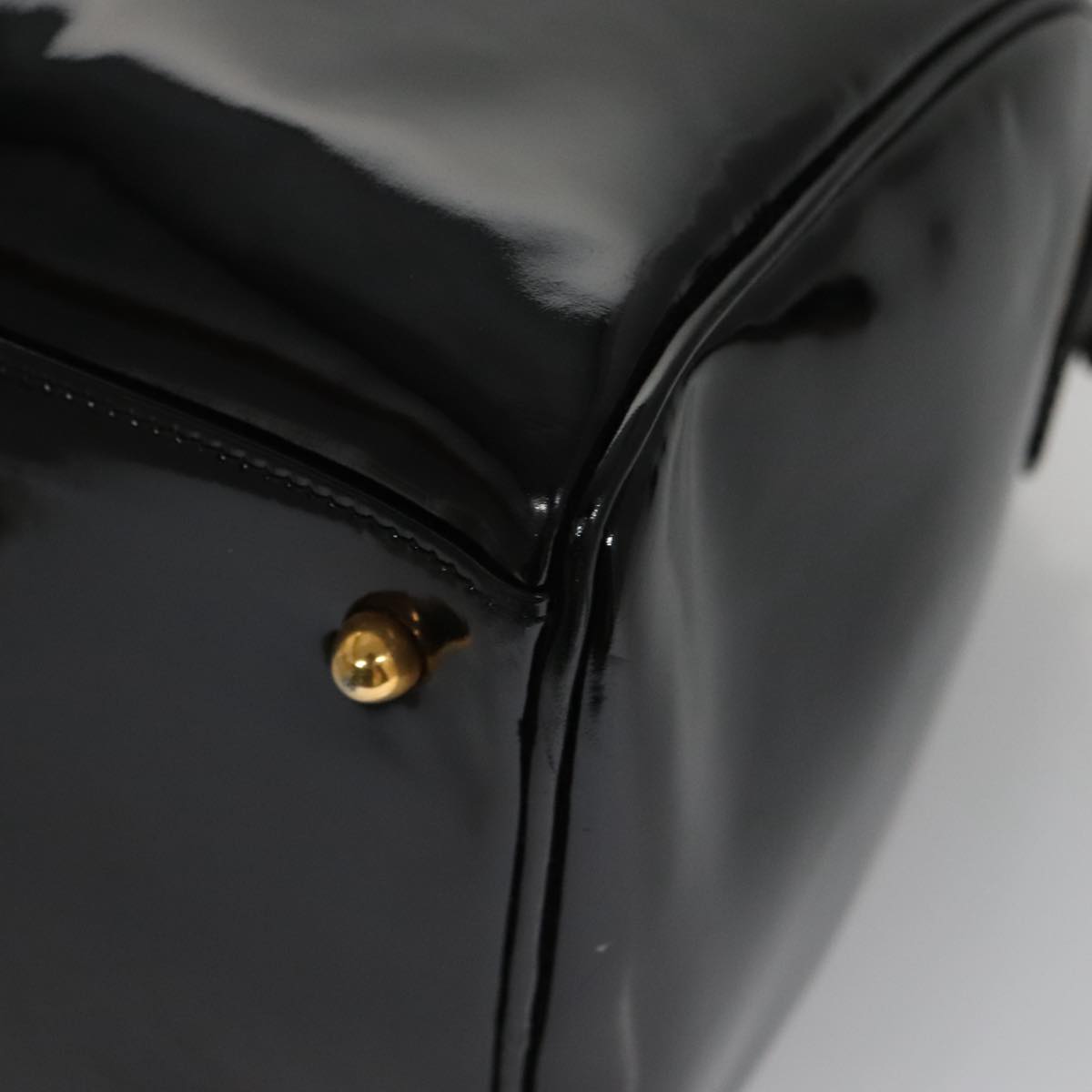 CHANEL Boston Bag Patent leather 2way Black Gold CC 102998