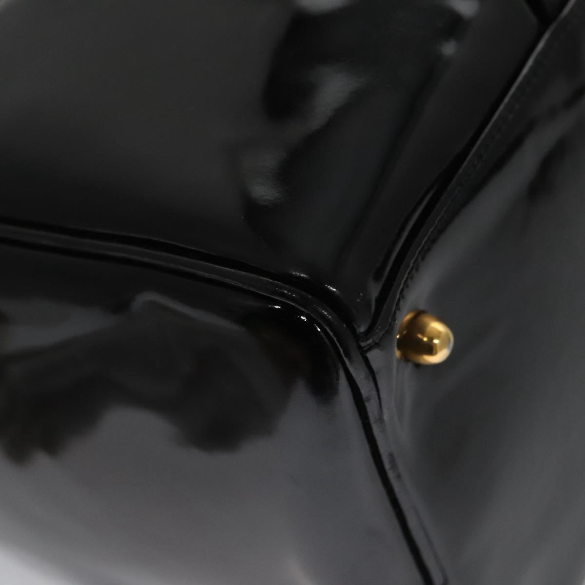 CHANEL Boston Bag Patent leather 2way Black Gold CC 102998