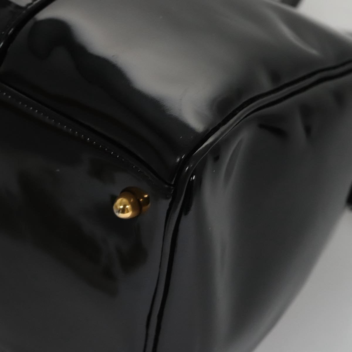 CHANEL Boston Bag Patent leather 2way Black Gold CC 102998