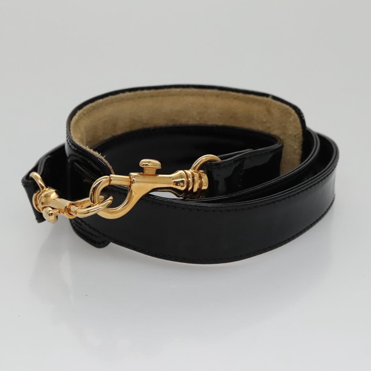 CHANEL Boston Bag Patent leather 2way Black Gold CC 102998