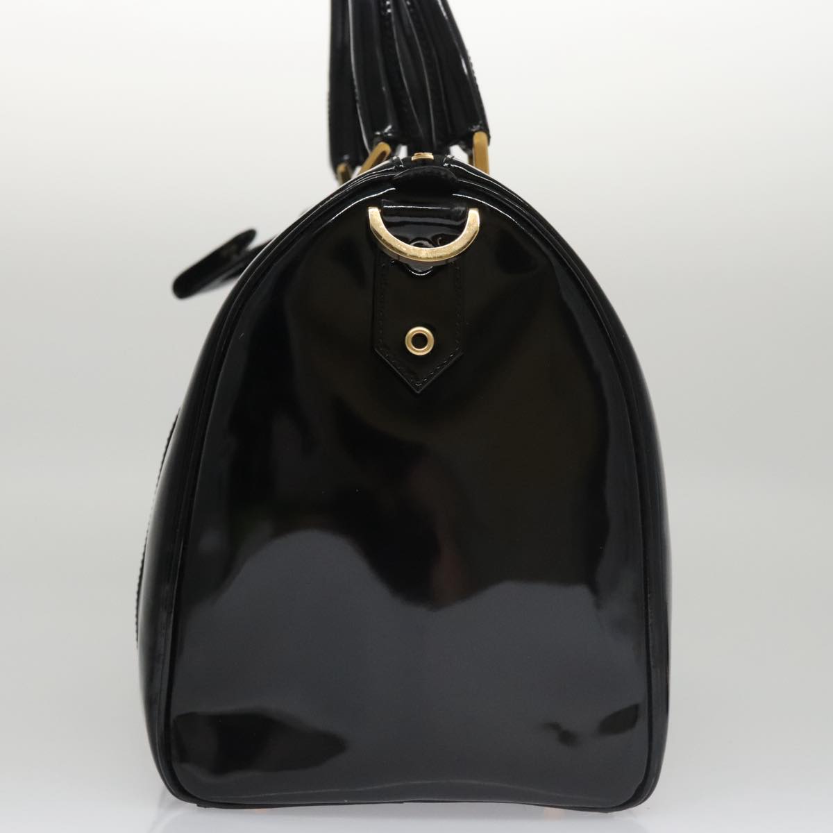 CHANEL Boston Bag Patent leather 2way Black Gold CC 102998