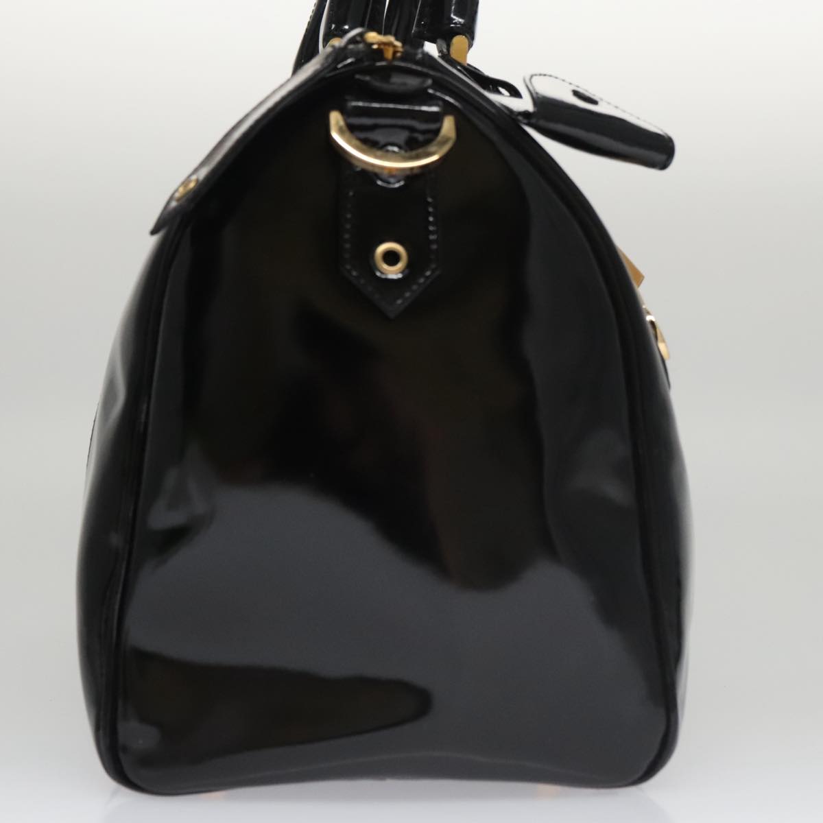 CHANEL Boston Bag Patent leather 2way Black Gold CC 102998