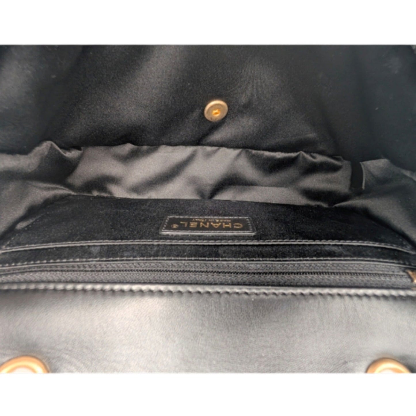 Chanel Black Satin Quilted Pleated Medium Single Flap