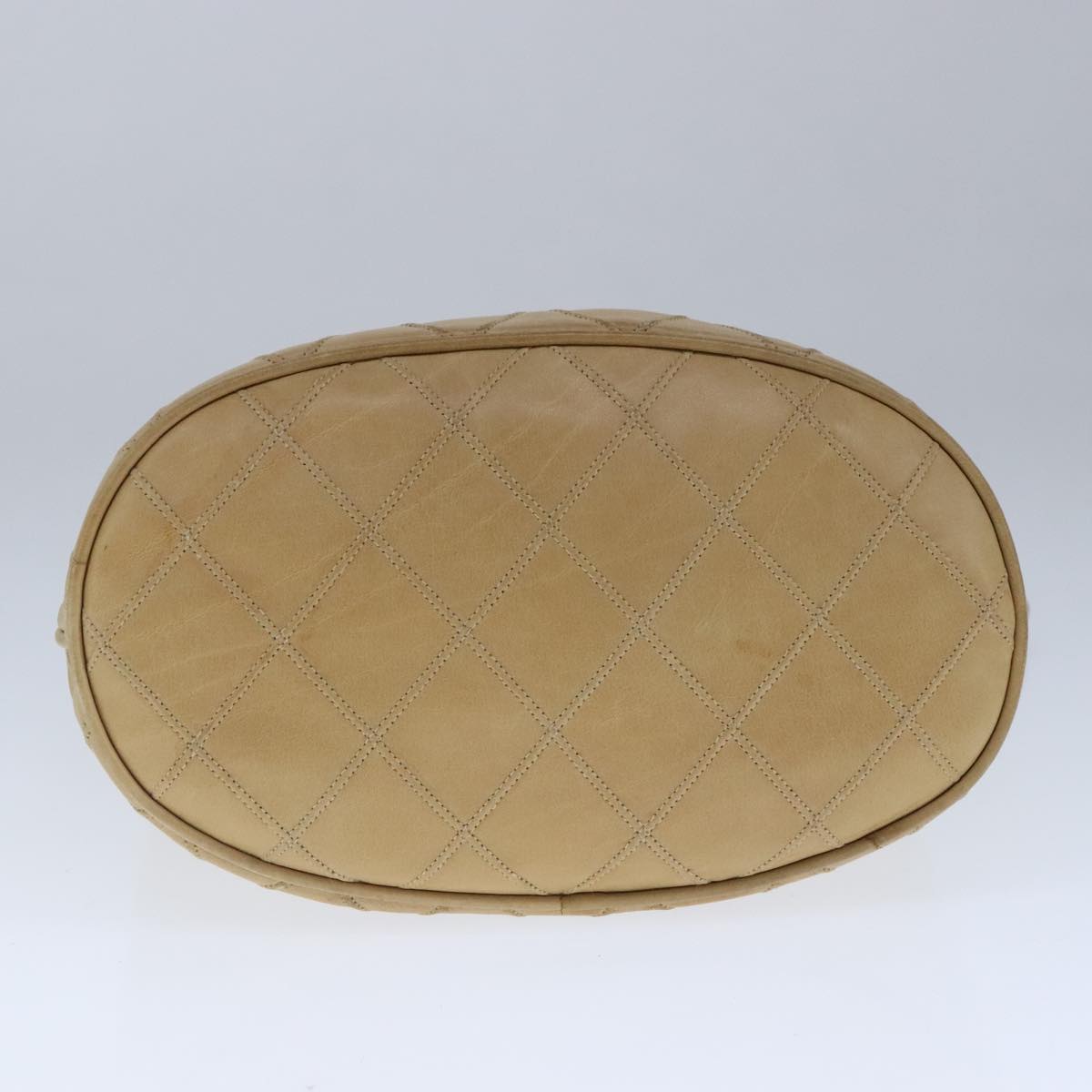 CHANEL Bicolore Chain Shoulder Bag Lamb Skin Beige Gold CC 103006