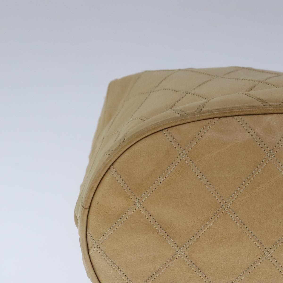 CHANEL Bicolore Chain Shoulder Bag Lamb Skin Beige Gold CC 103006
