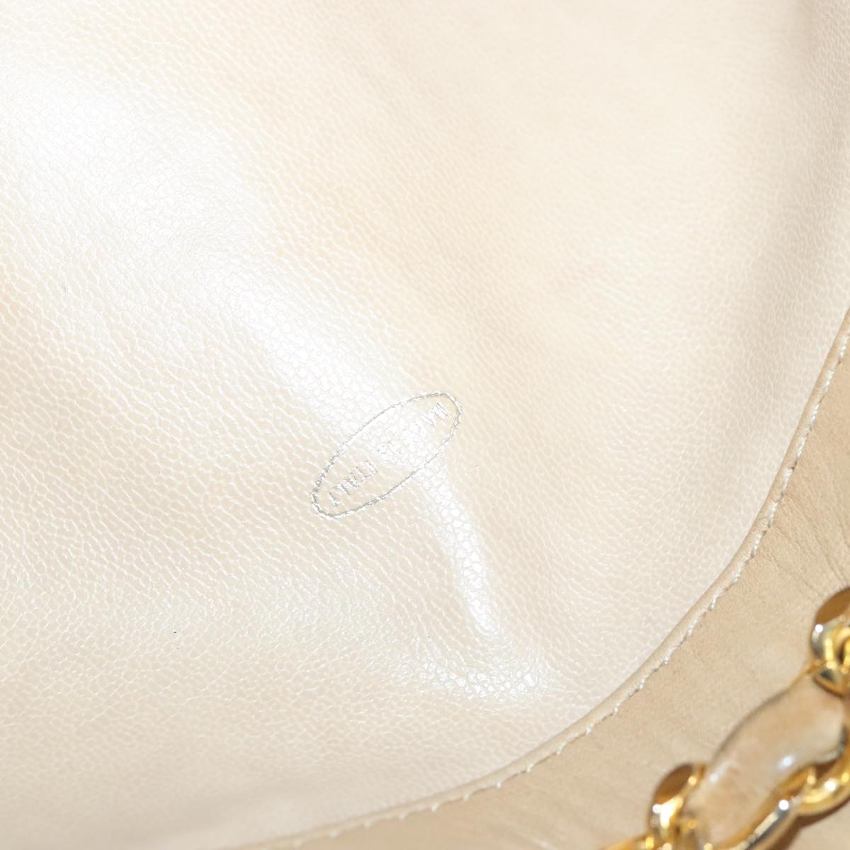 CHANEL Bicolore Chain Shoulder Bag Lamb Skin Beige Gold CC 103006