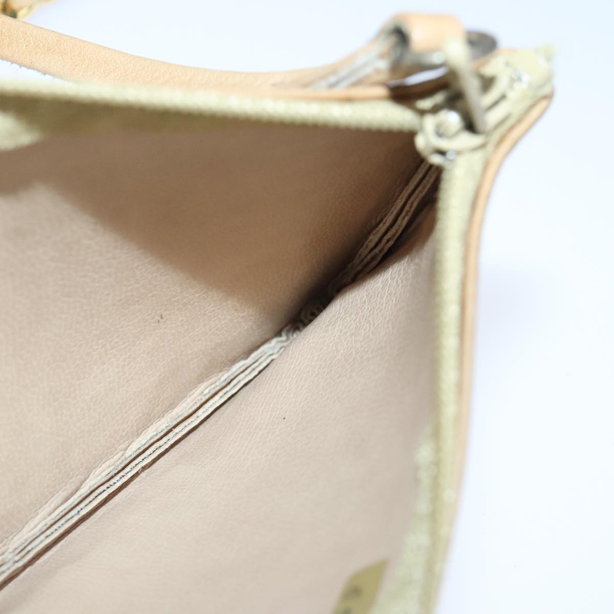 CHANEL Bicolore Chain Shoulder Bag Lamb Skin Beige Gold CC 103006