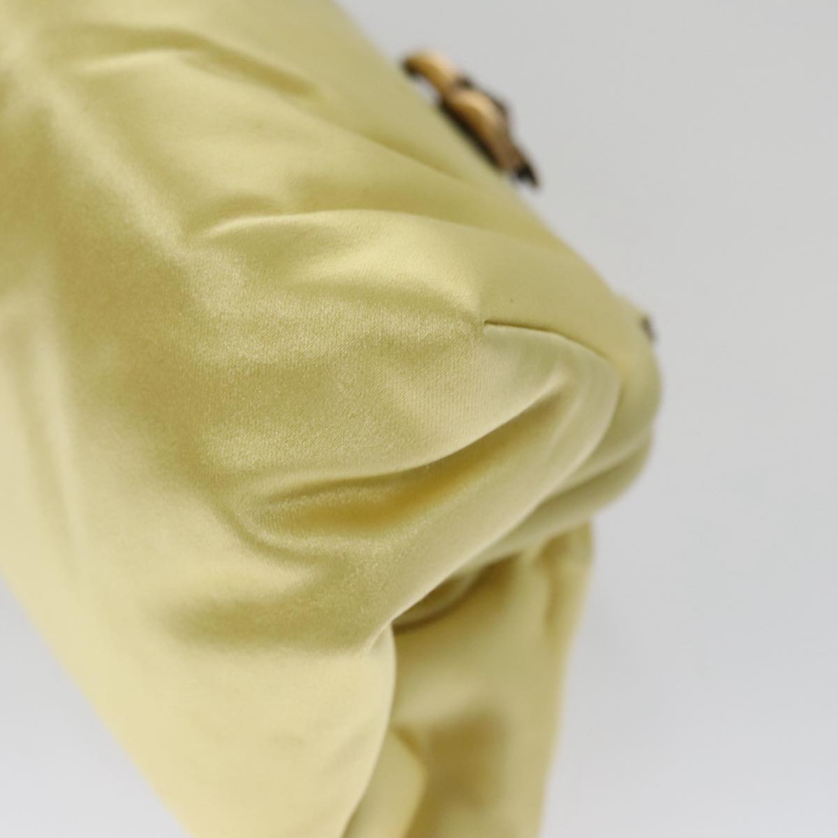 CHANEL Purse Party Bag Satin Yellow CC 103080A