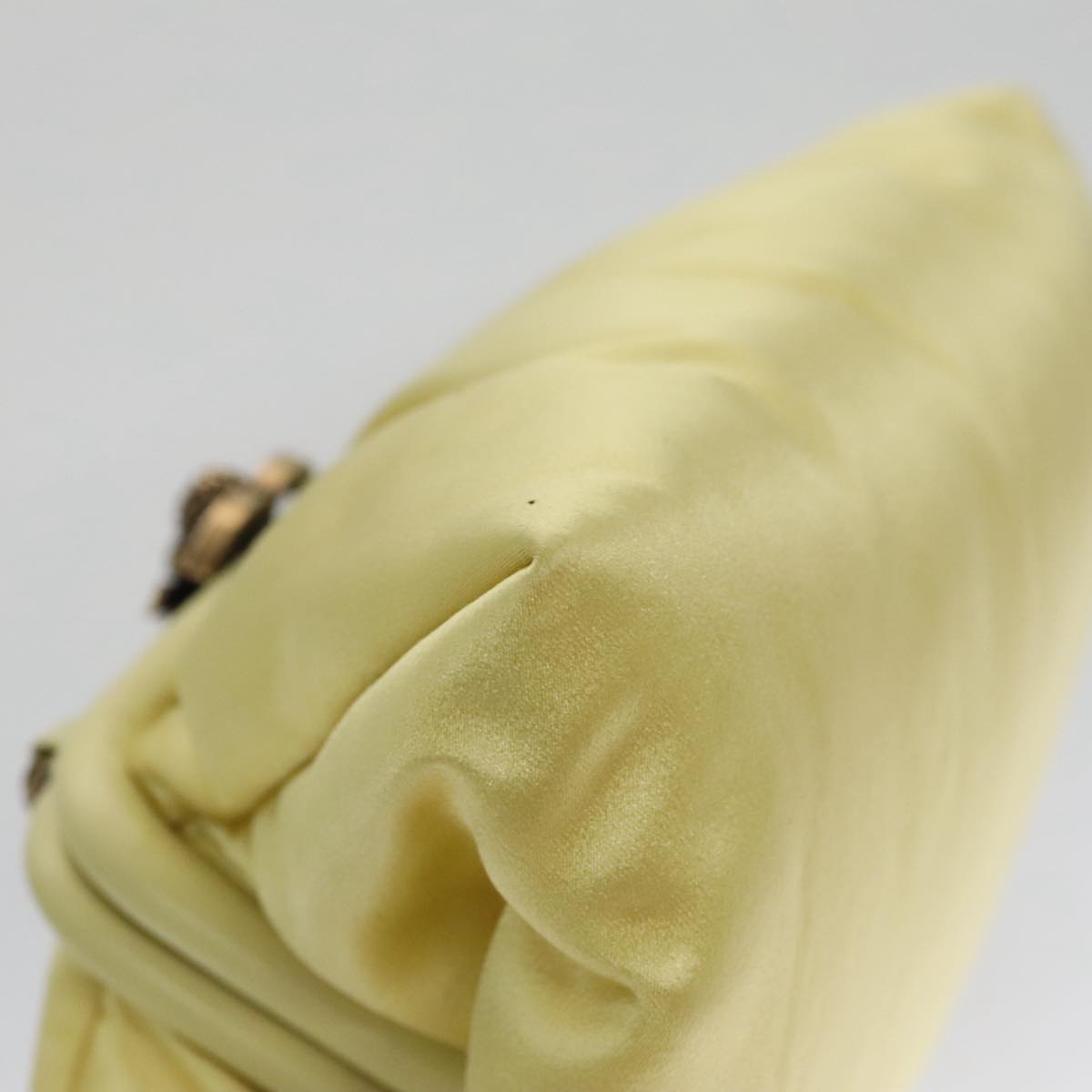 CHANEL Purse Party Bag Satin Yellow CC 103080A