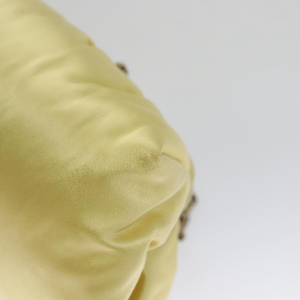 CHANEL Purse Party Bag Satin Yellow CC 103080A
