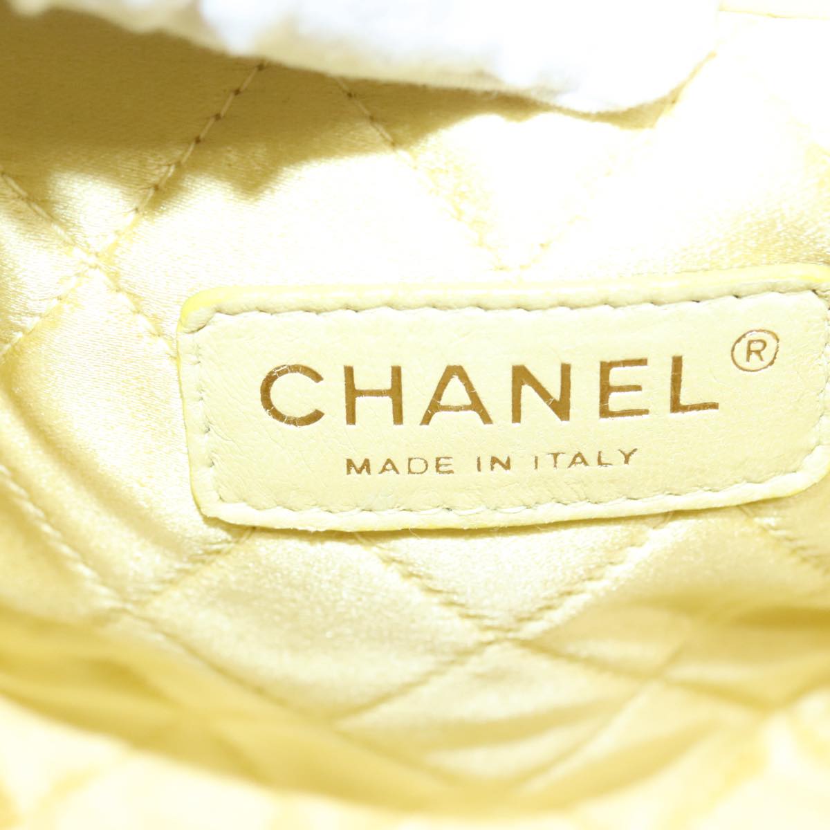 CHANEL Purse Party Bag Satin Yellow CC 103080A