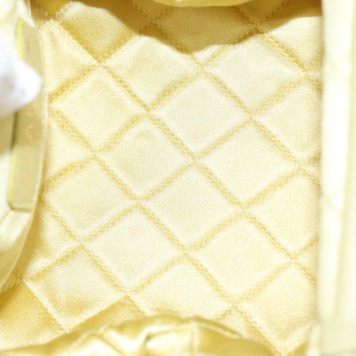 CHANEL Purse Party Bag Satin Yellow CC 103080A