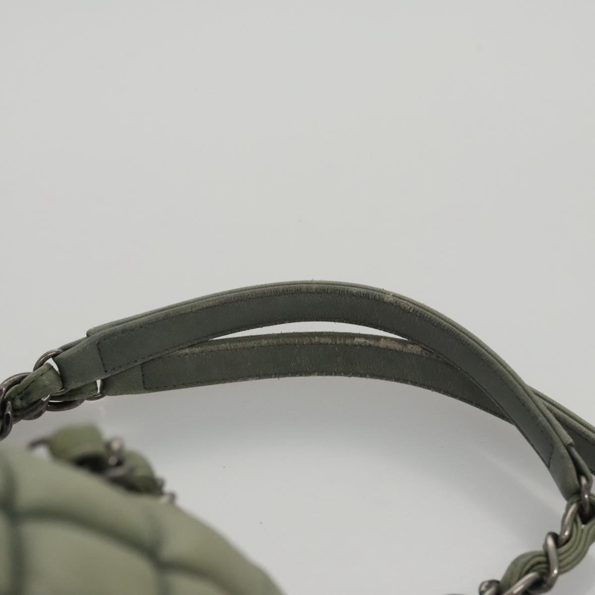 CHANEL Matelasse Chain Shoulder Bag Lamb Skin Green Silver CC 103203