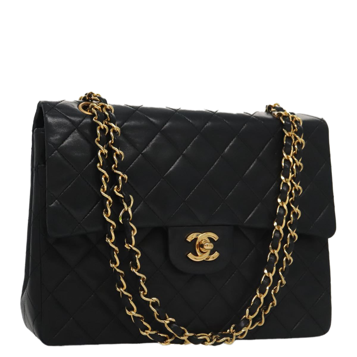 CHANEL Matelasse 25 Chain Valentine Limited Bag Lamb Skin Black CC 103226A