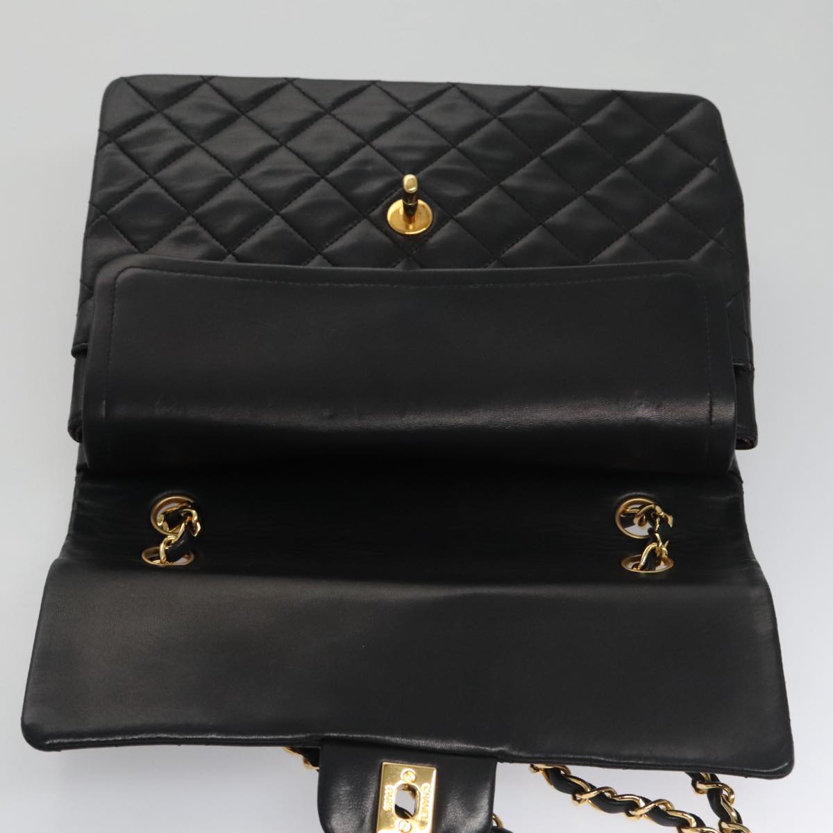 CHANEL Matelasse 25 Chain Valentine Limited Bag Lamb Skin Black CC 103226A