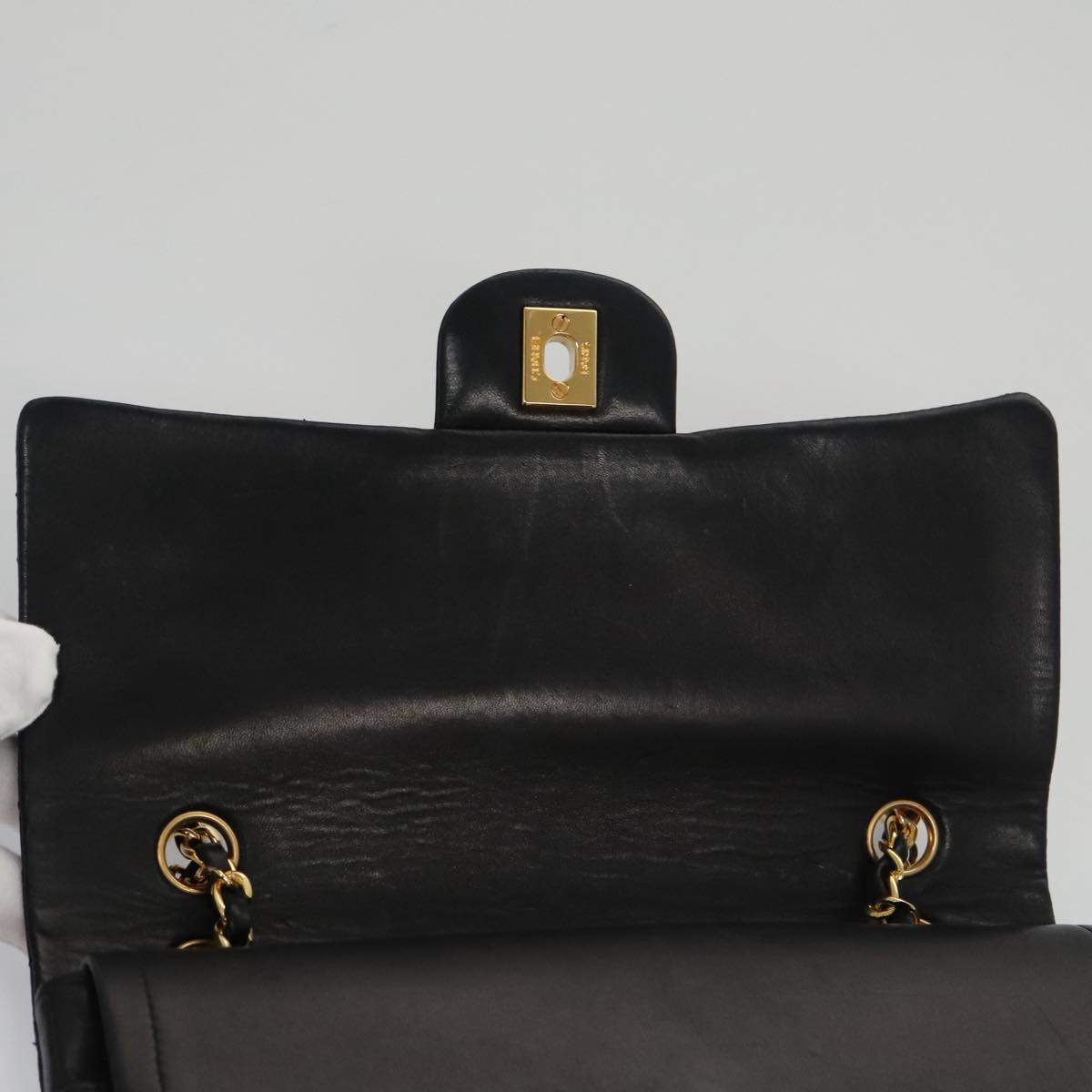 CHANEL Matelasse 25 Chain Valentine Limited Bag Lamb Skin Black CC 103226A