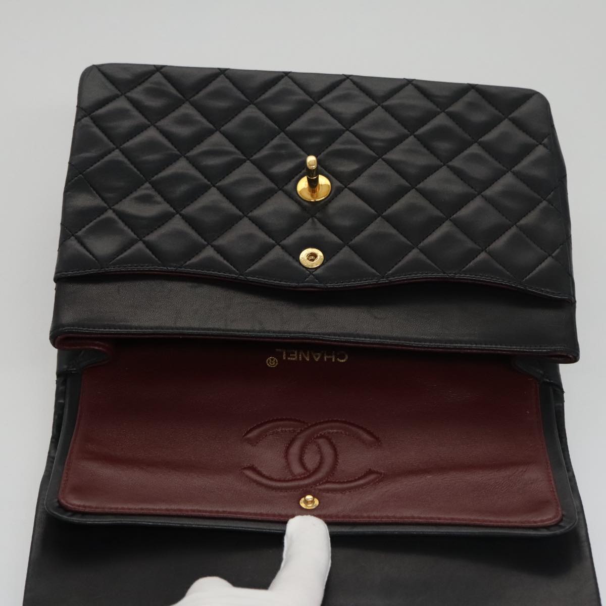 CHANEL Matelasse 25 Chain Valentine Limited Bag Lamb Skin Black CC 103226A