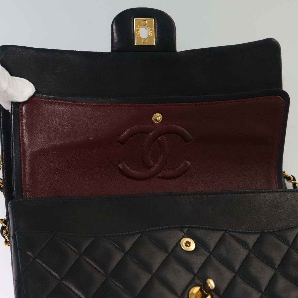 CHANEL Matelasse 25 Chain Valentine Limited Bag Lamb Skin Black CC 103226A