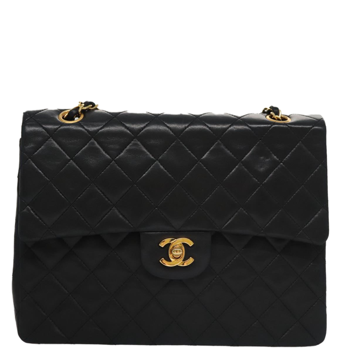 CHANEL Matelasse 25 Chain Valentine Limited Bag Lamb Skin Black CC 103226A