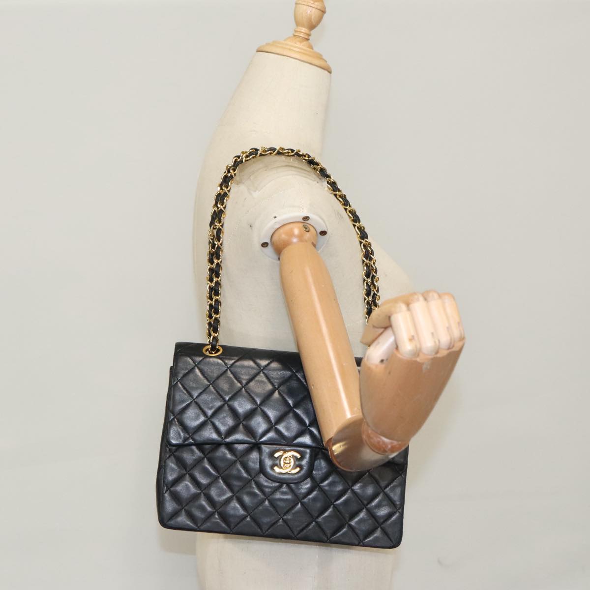 CHANEL Matelasse 25 Chain Valentine Limited Bag Lamb Skin Black CC 103226A