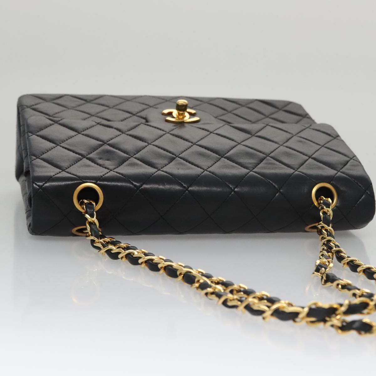 CHANEL Matelasse 25 Chain Valentine Limited Bag Lamb Skin Black CC 103226A