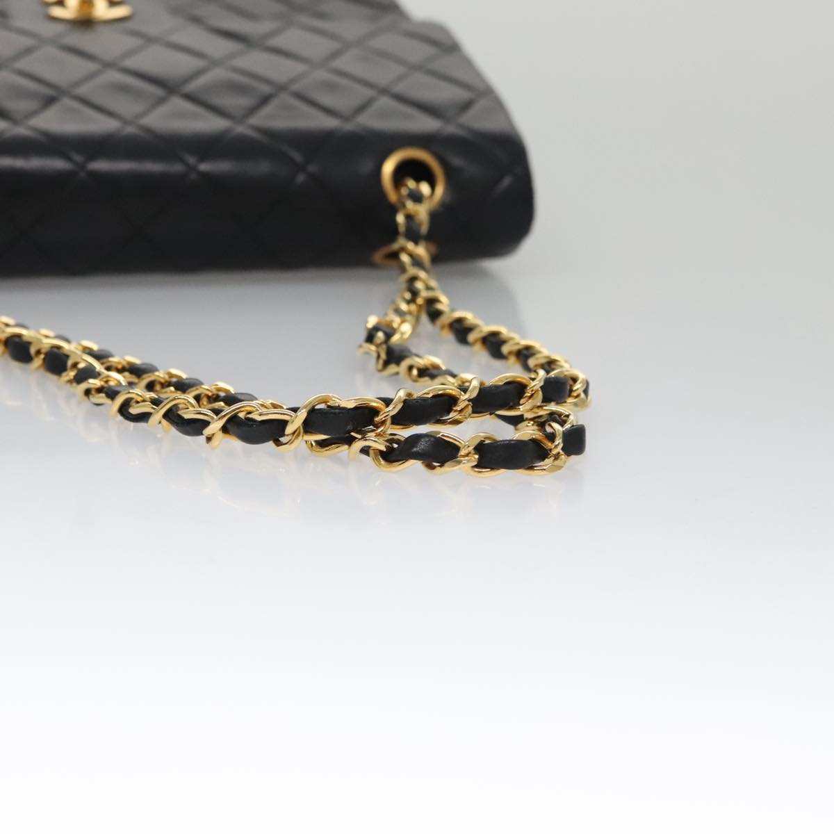 CHANEL Matelasse 25 Chain Valentine Limited Bag Lamb Skin Black CC 103226A