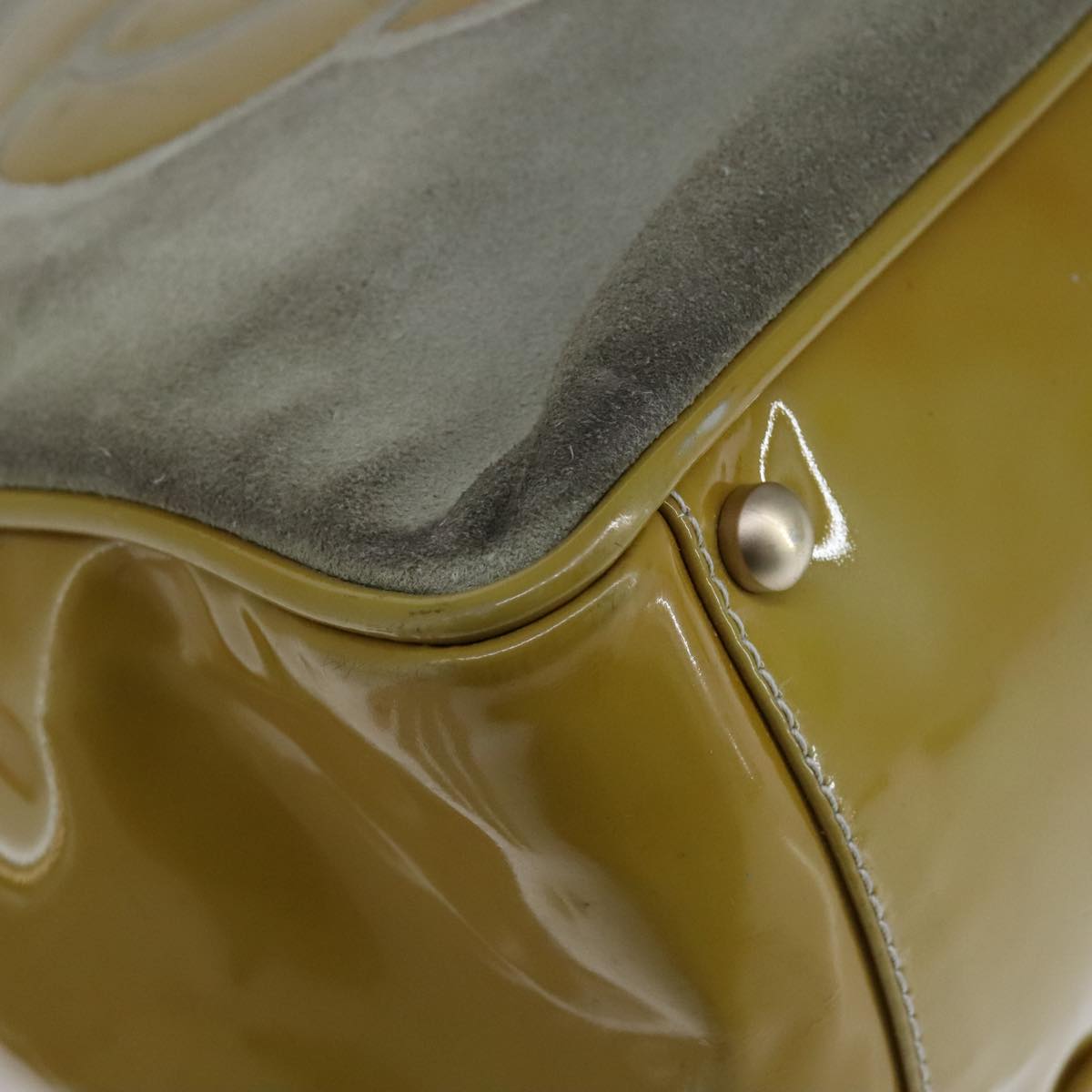 CHANEL Camelia Shoulder Bag Suede Yellow CC 104012