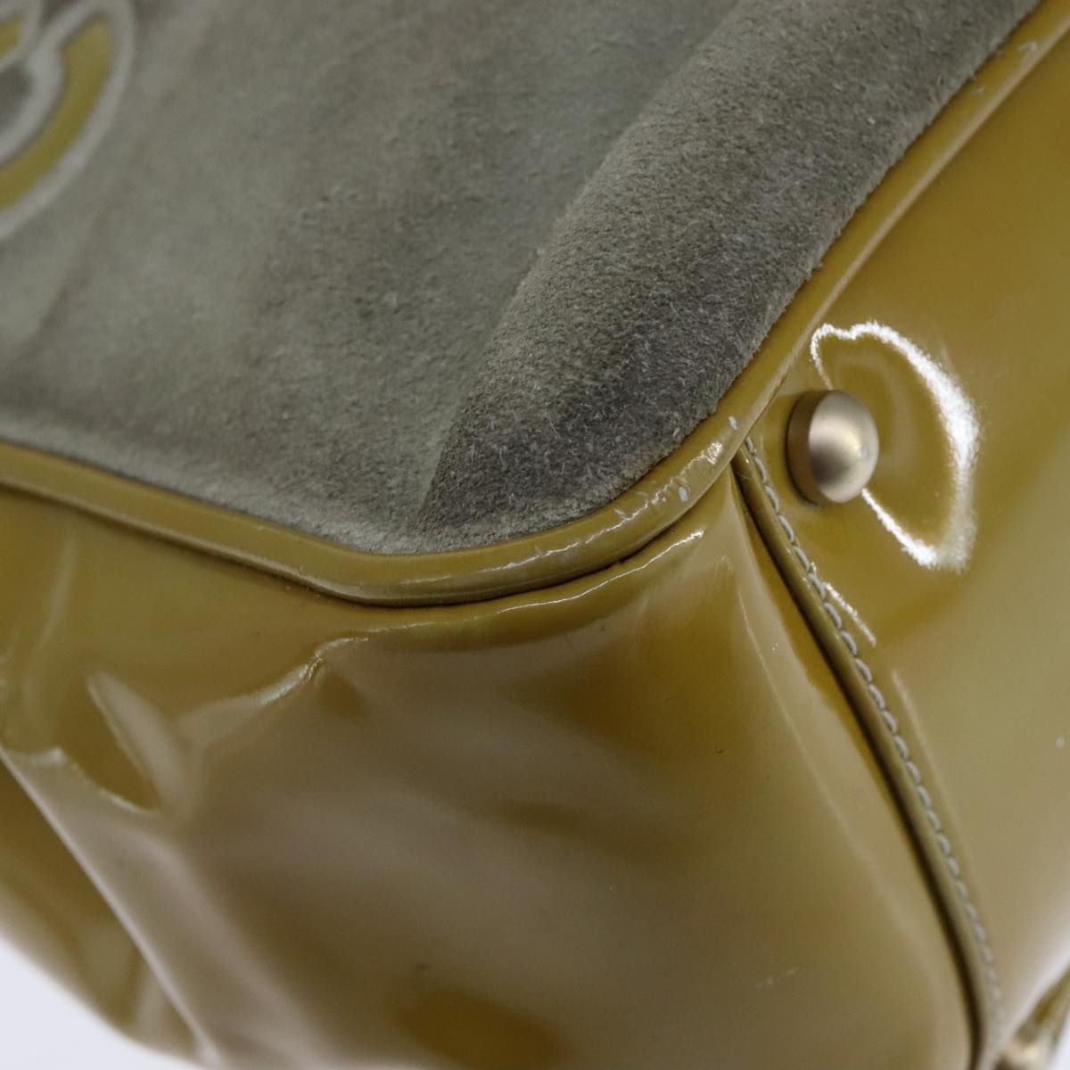 CHANEL Camelia Shoulder Bag Suede Yellow CC 104012