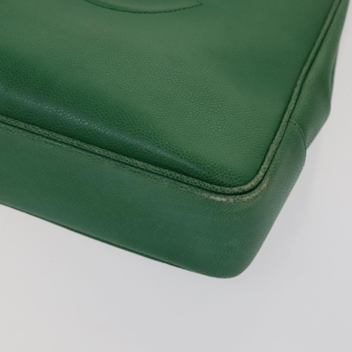 CHANEL Tote Bag Caviar Skin Green Gold CC 104248