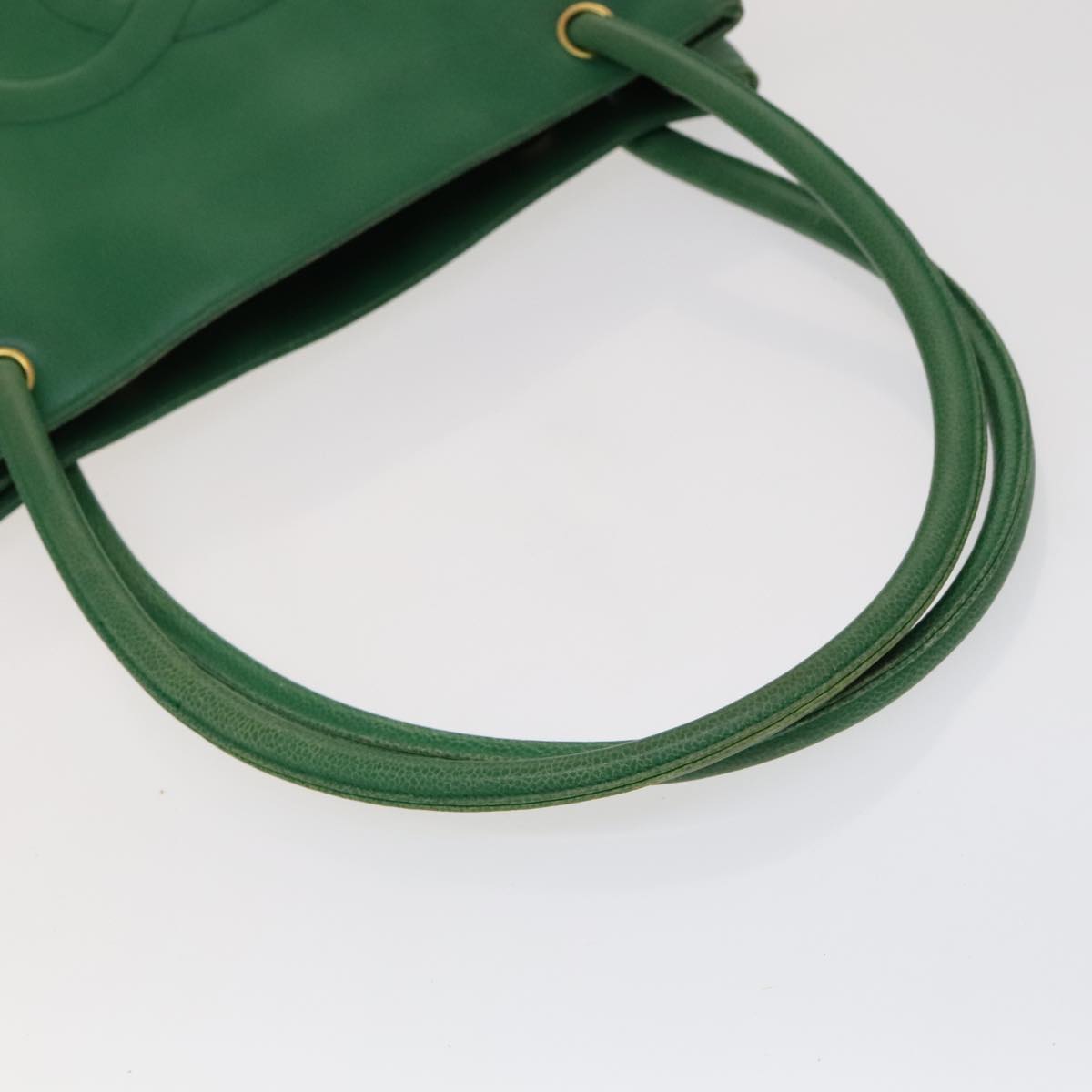 CHANEL Tote Bag Caviar Skin Green Gold CC 104248