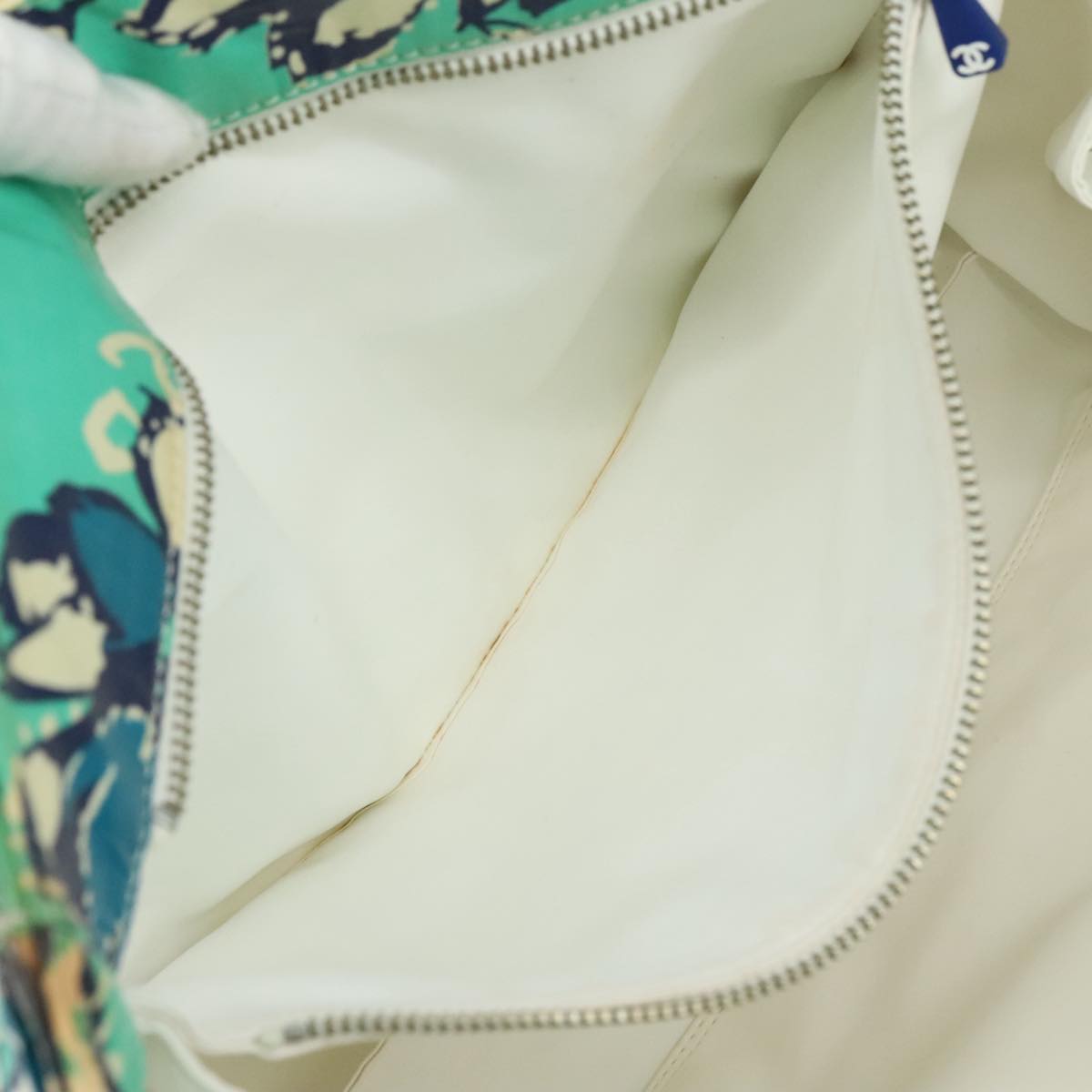 CHANEL Flower Tote Bag patent Light green CC 104343