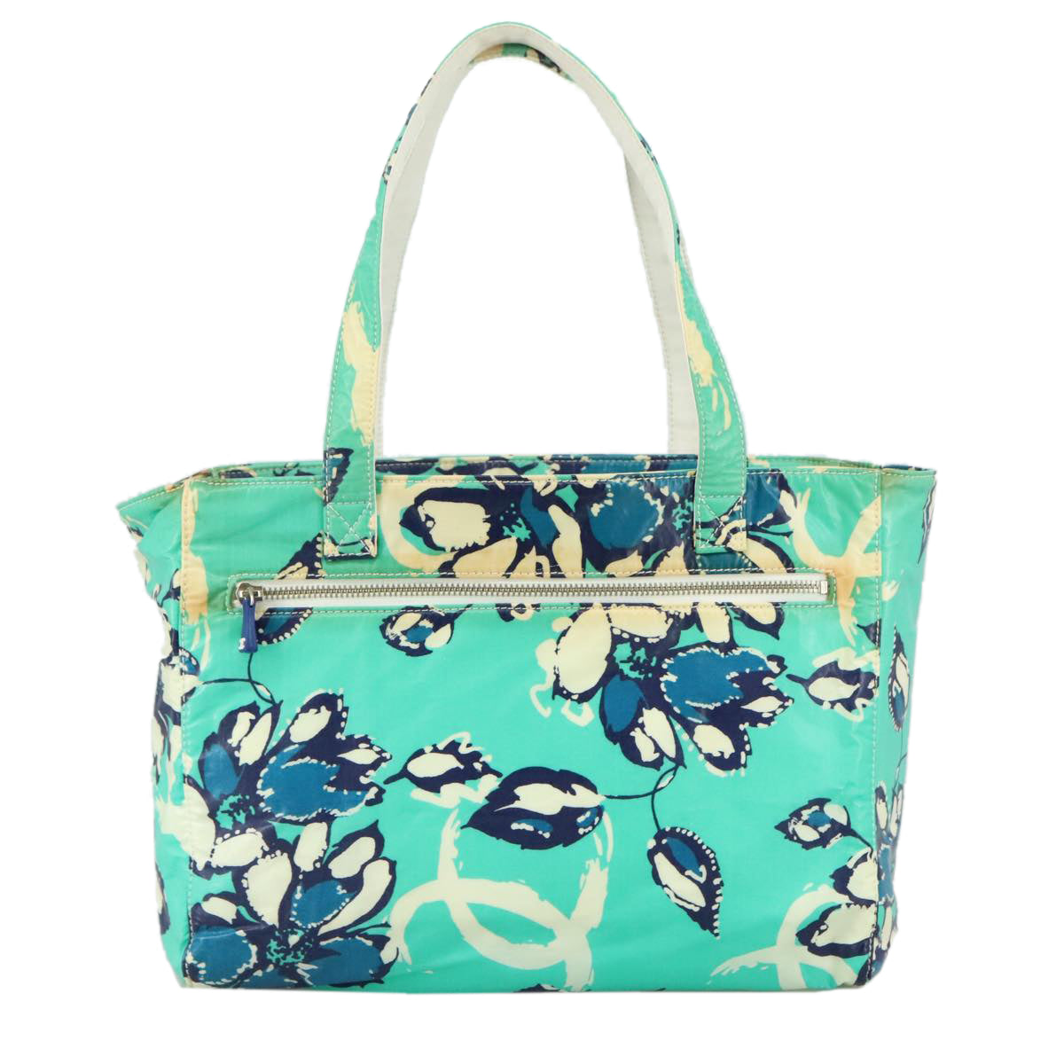 CHANEL Flower Tote Bag patent Light green CC 104343