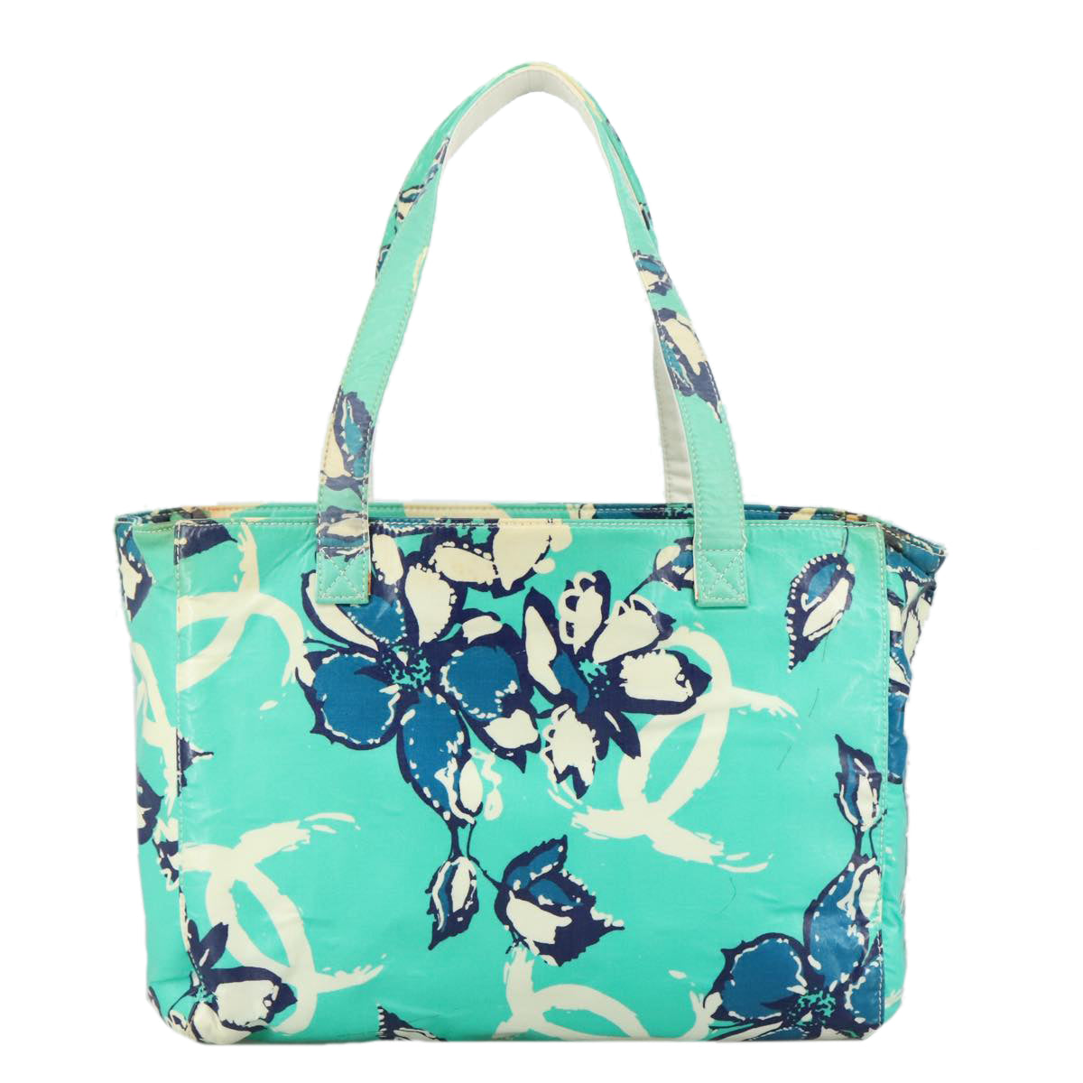 CHANEL Flower Tote Bag patent Light green CC 104343