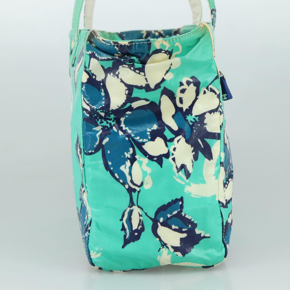 CHANEL Flower Tote Bag patent Light green CC 104343