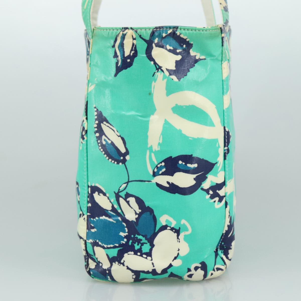 CHANEL Flower Tote Bag patent Light green CC 104343