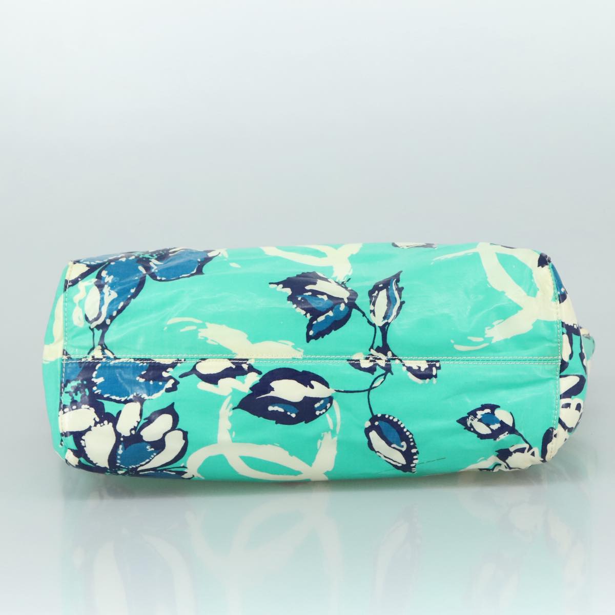 CHANEL Flower Tote Bag patent Light green CC 104343