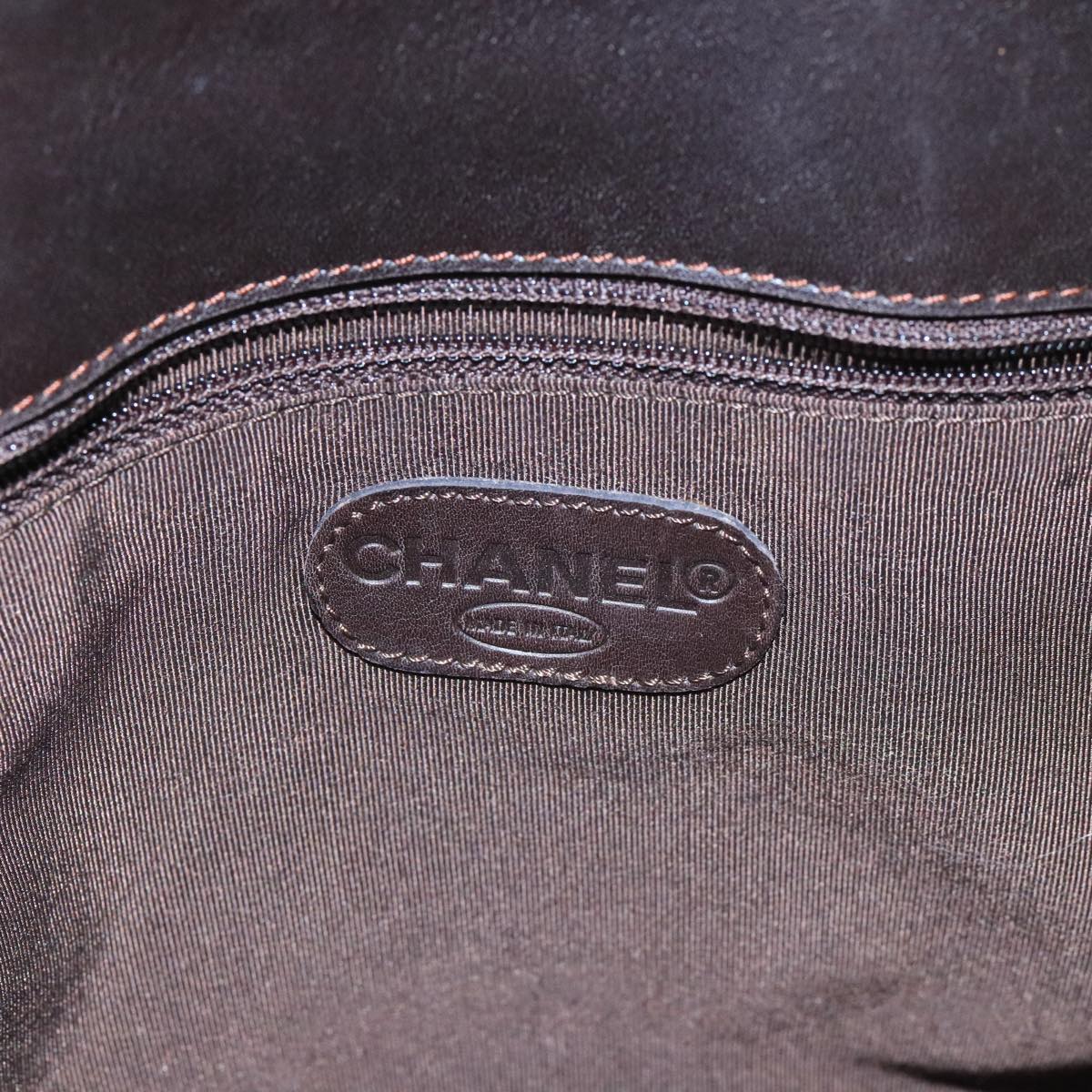 CHANEL Tote Bag Leather Brown CC 104647