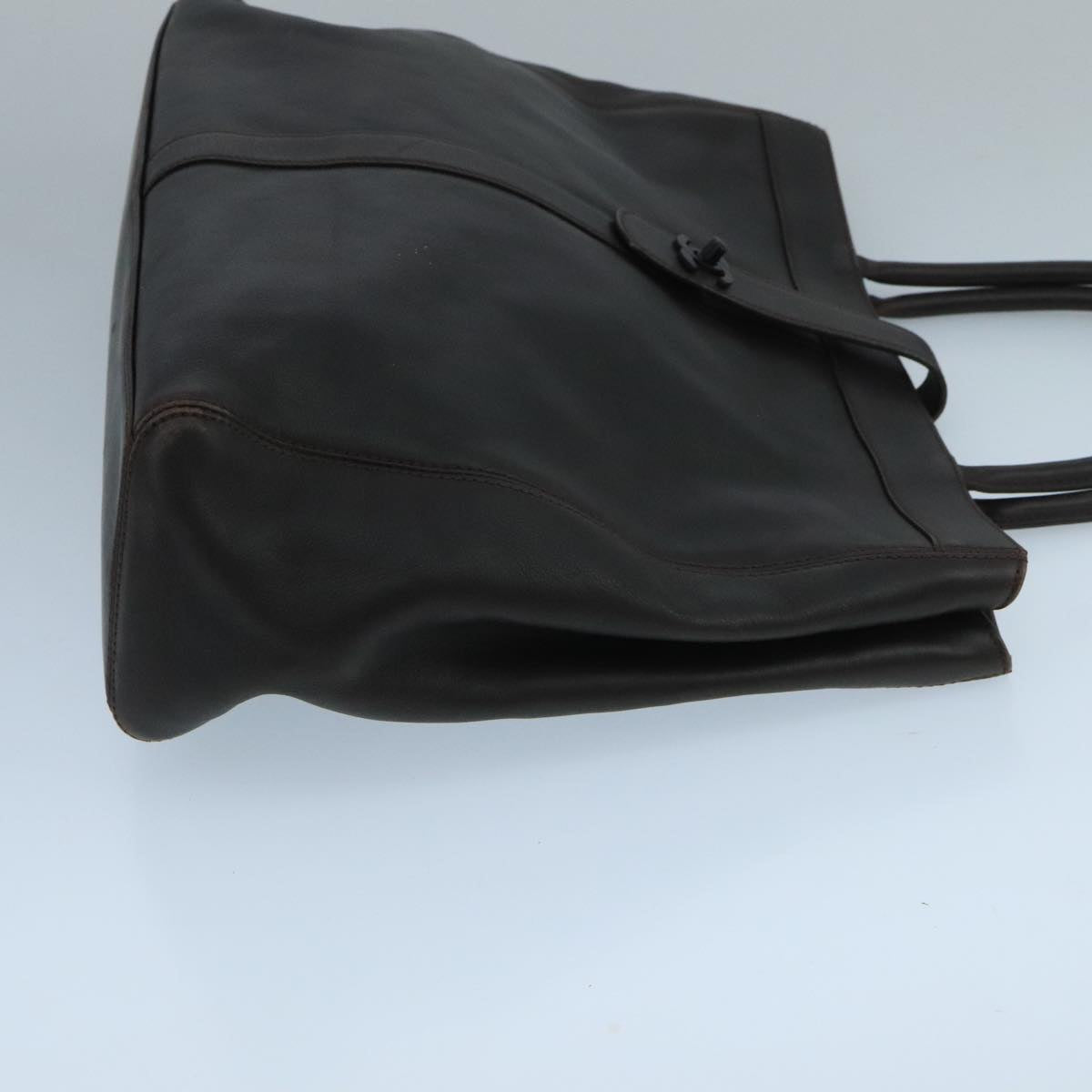 CHANEL Tote Bag Leather Brown CC 104647