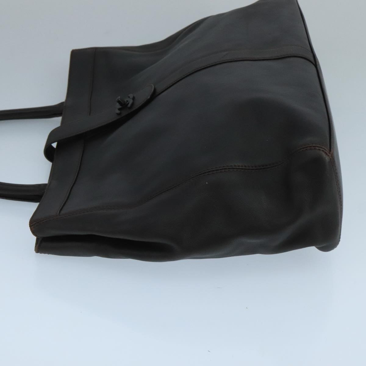 CHANEL Tote Bag Leather Brown CC 104647