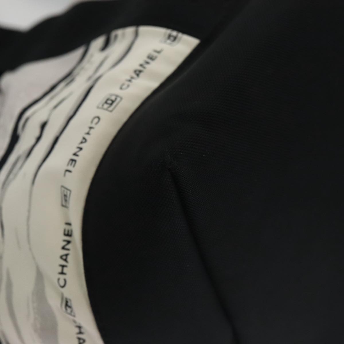 CHANEL Chanel sports Tote Bag Nylon White Black CC 104702