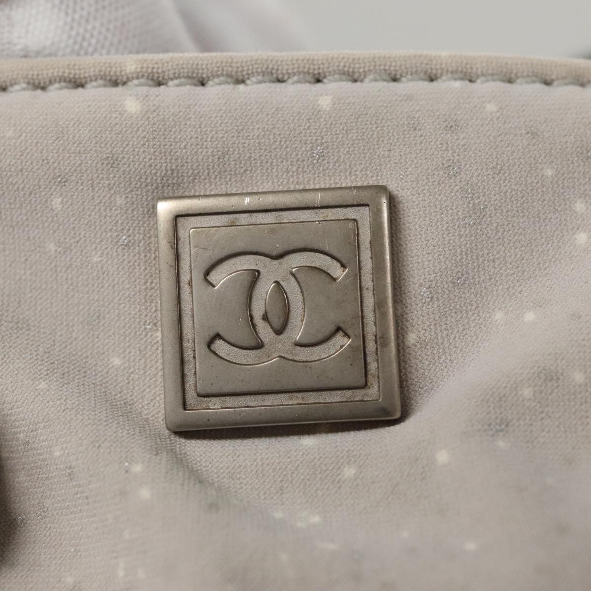 CHANEL Chanel sports Tote Bag Nylon White Black CC 104702