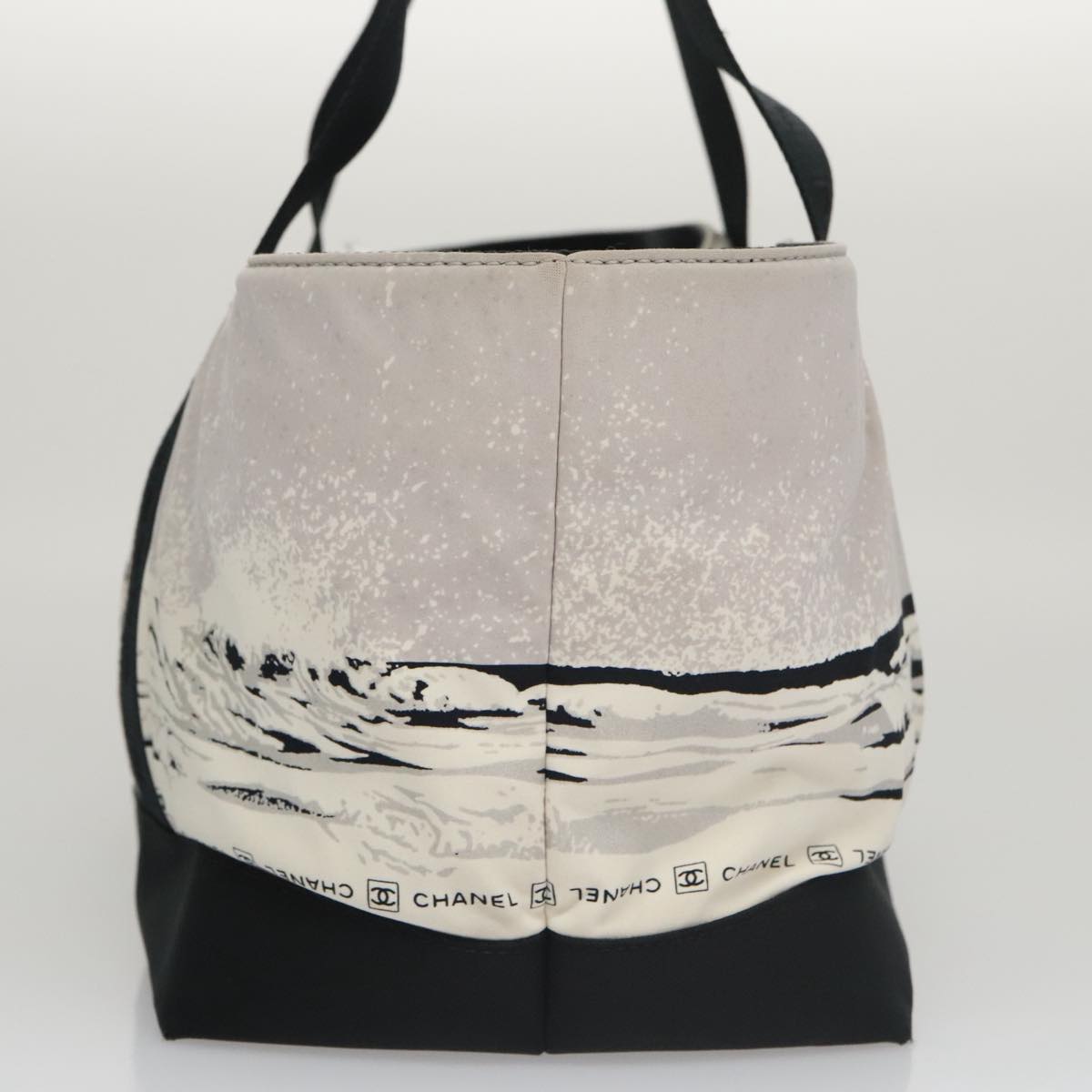 CHANEL Chanel sports Tote Bag Nylon White Black CC 104702