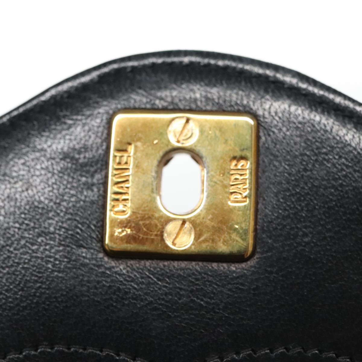 CHANEL Chain Matelasse Shoulder Bag Lamb Skin Navy CC 104986