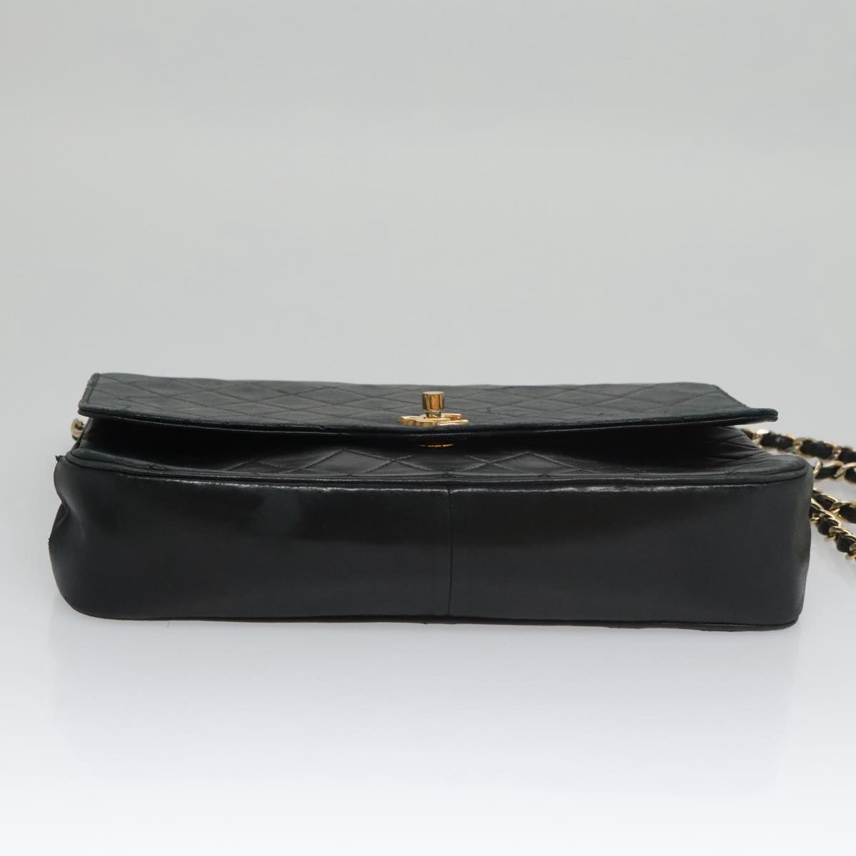 CHANEL Chain Matelasse Shoulder Bag Lamb Skin Navy CC 104986