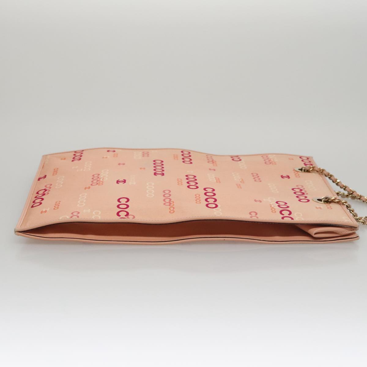 CHANEL Chain COCO Tote Bag Canvas Pink Gold CC 105536