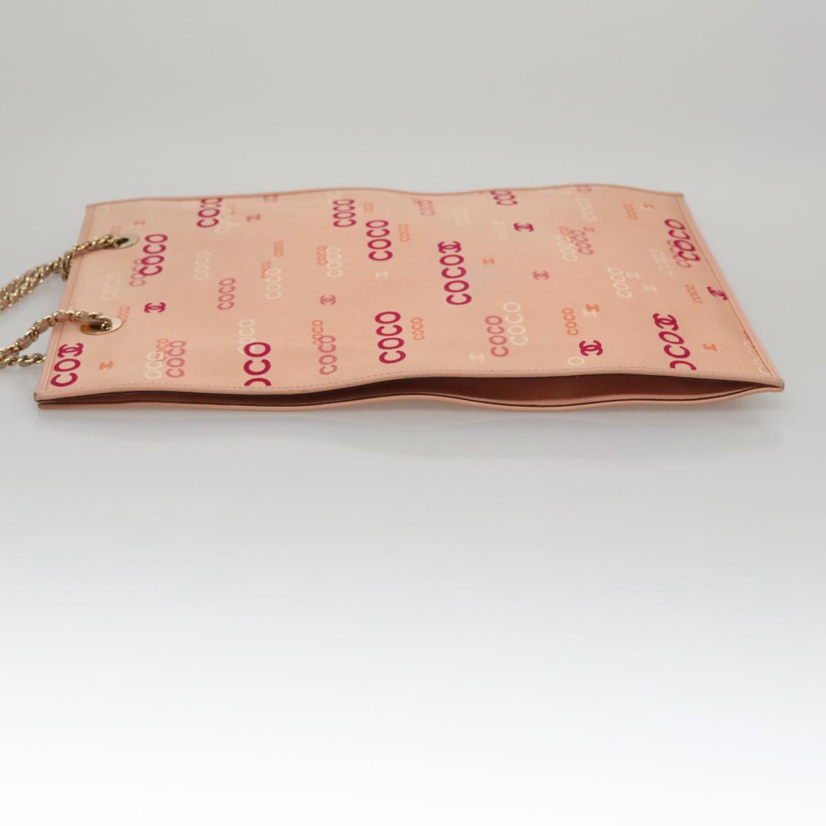 CHANEL Chain COCO Tote Bag Canvas Pink Gold CC 105536