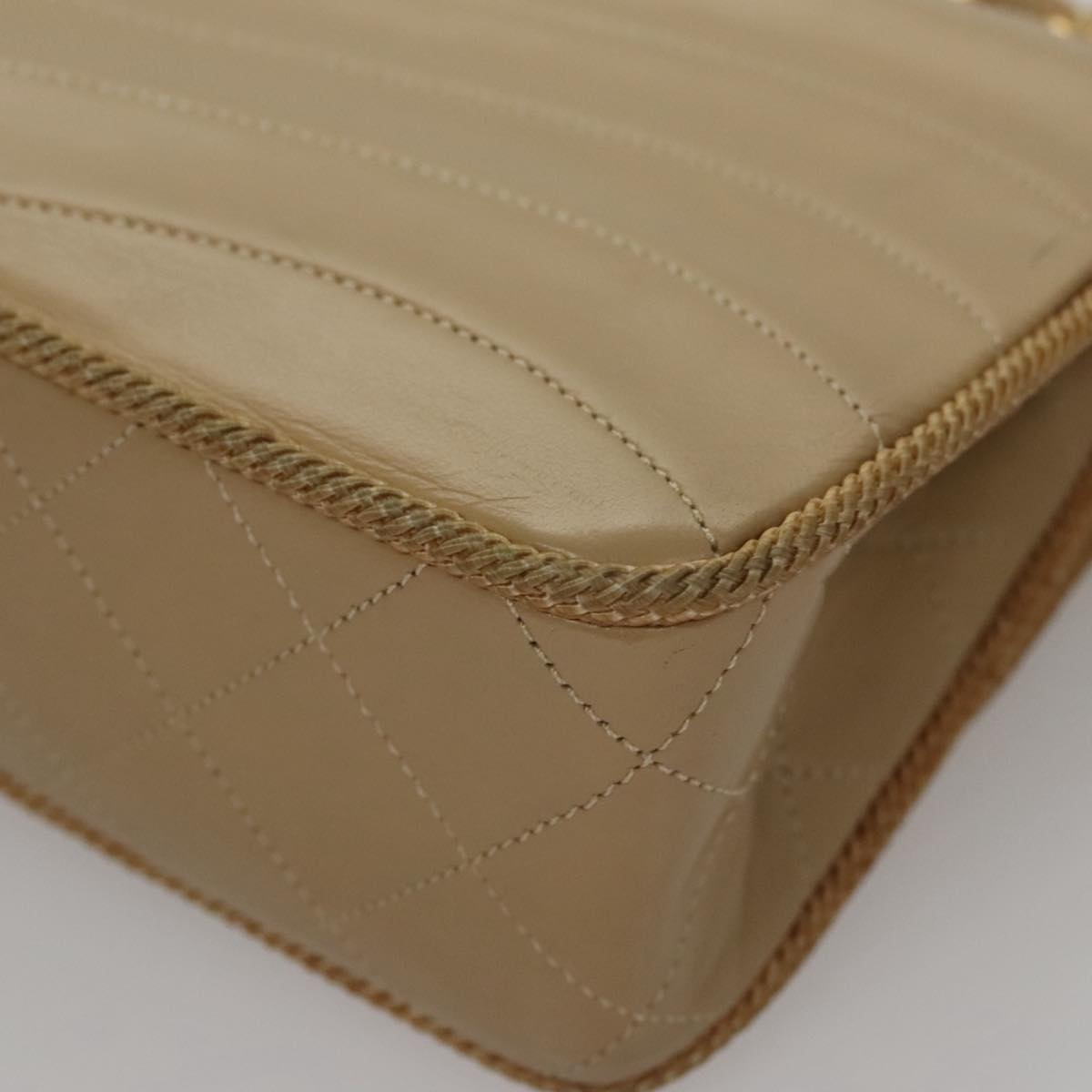 CHANEL Matelasse Chain Shoulder Bag Lamb Skin Beige Gold CC 105701