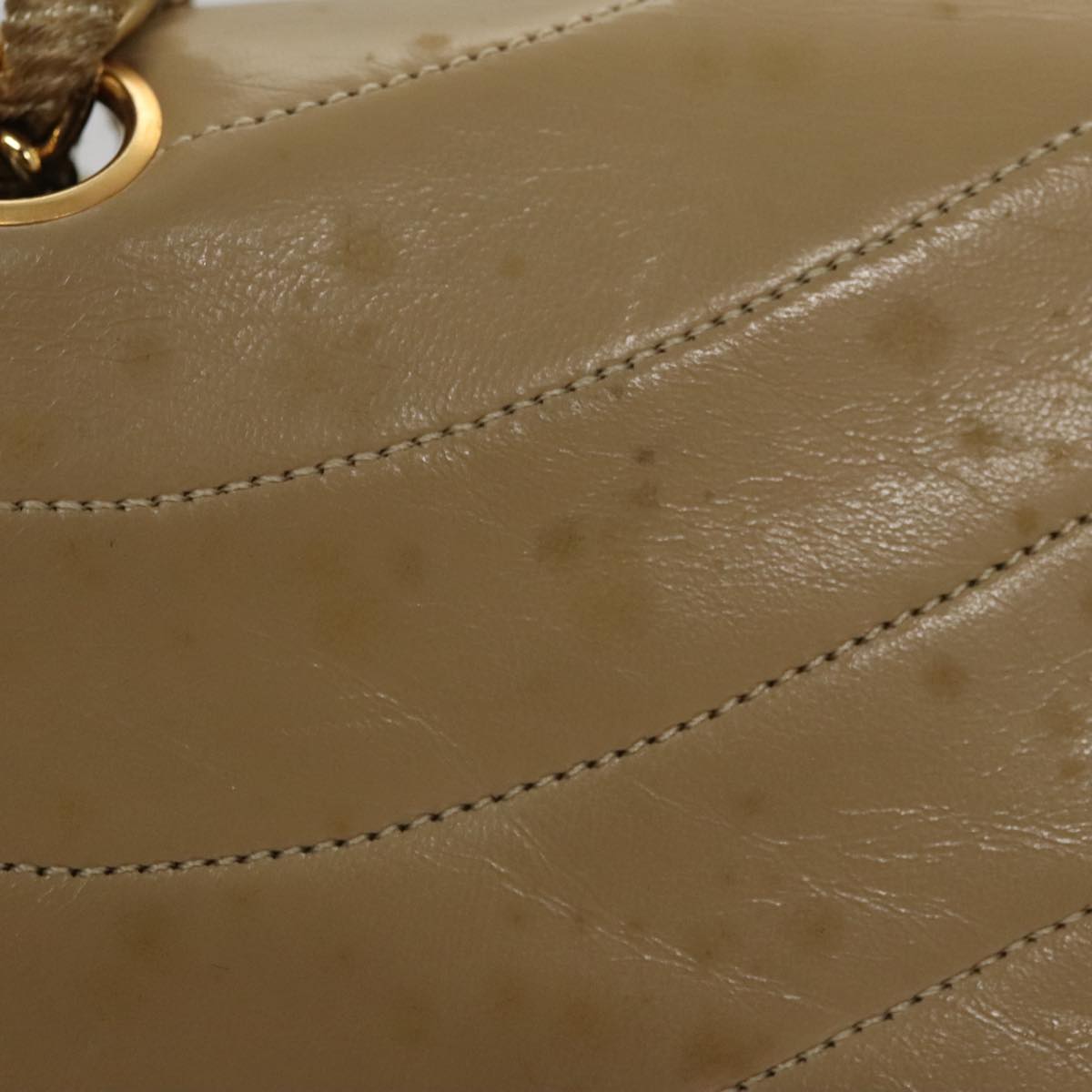 CHANEL Matelasse Chain Shoulder Bag Lamb Skin Beige Gold CC 105701