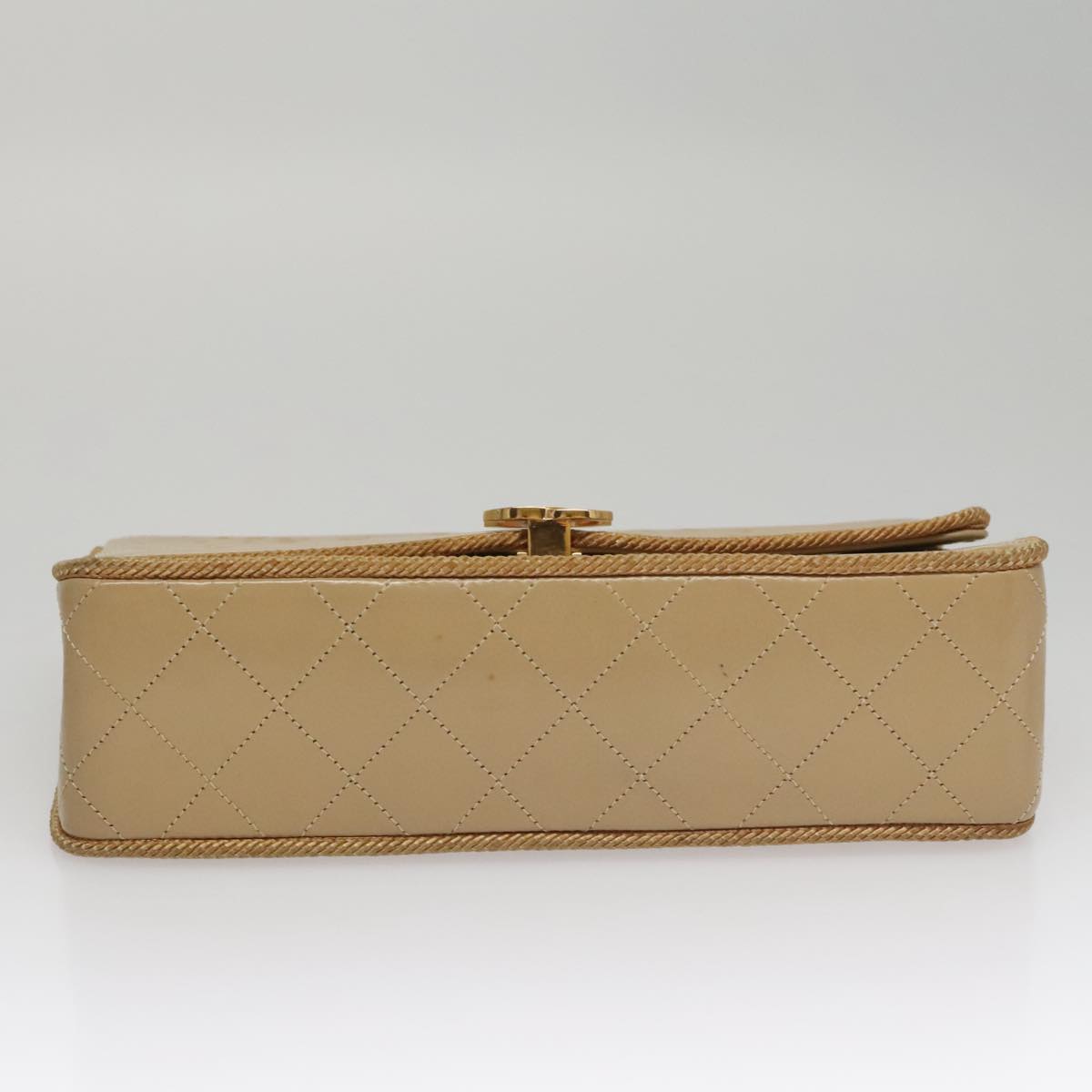 CHANEL Matelasse Chain Shoulder Bag Lamb Skin Beige Gold CC 105701