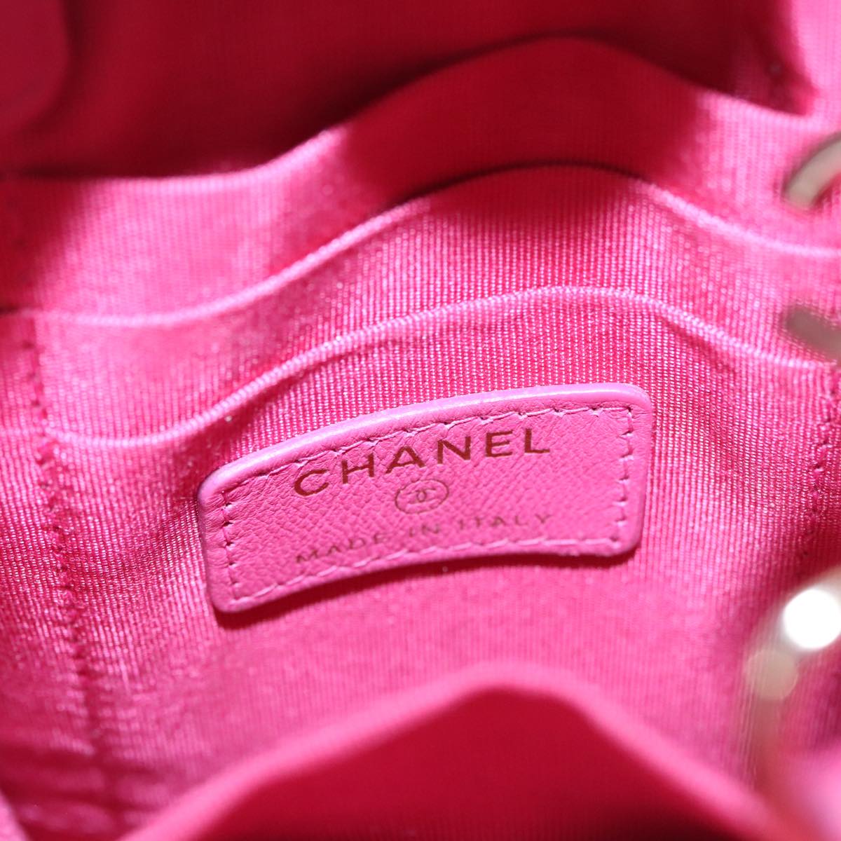 CHANEL Chain Shoulder Bag Tweed Vinyl Pink Gold CC 105704A